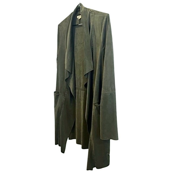 Max Studio | Vintage Suede Trench Coat | Olive Green Cardi | Women’s Size Medium - Picture 3 of 11